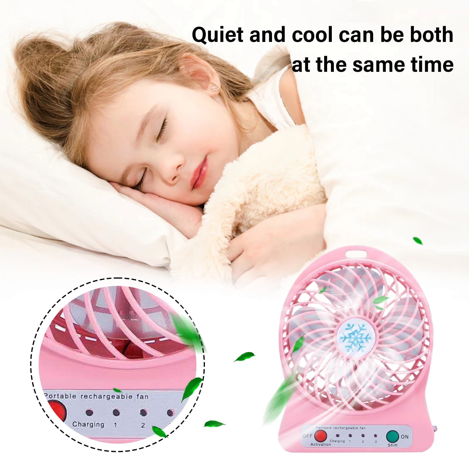 Anuirheih 3-Speed Portable Rechargeable Desktop Fan