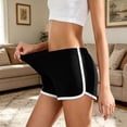 thumbnail image 3 of hoksml Women Elastic Waist Cotton Blend Side Stripe Casual Shorts Loose Fit Sleep Lounge Shorts for Home Sports Wear, 3 of 6