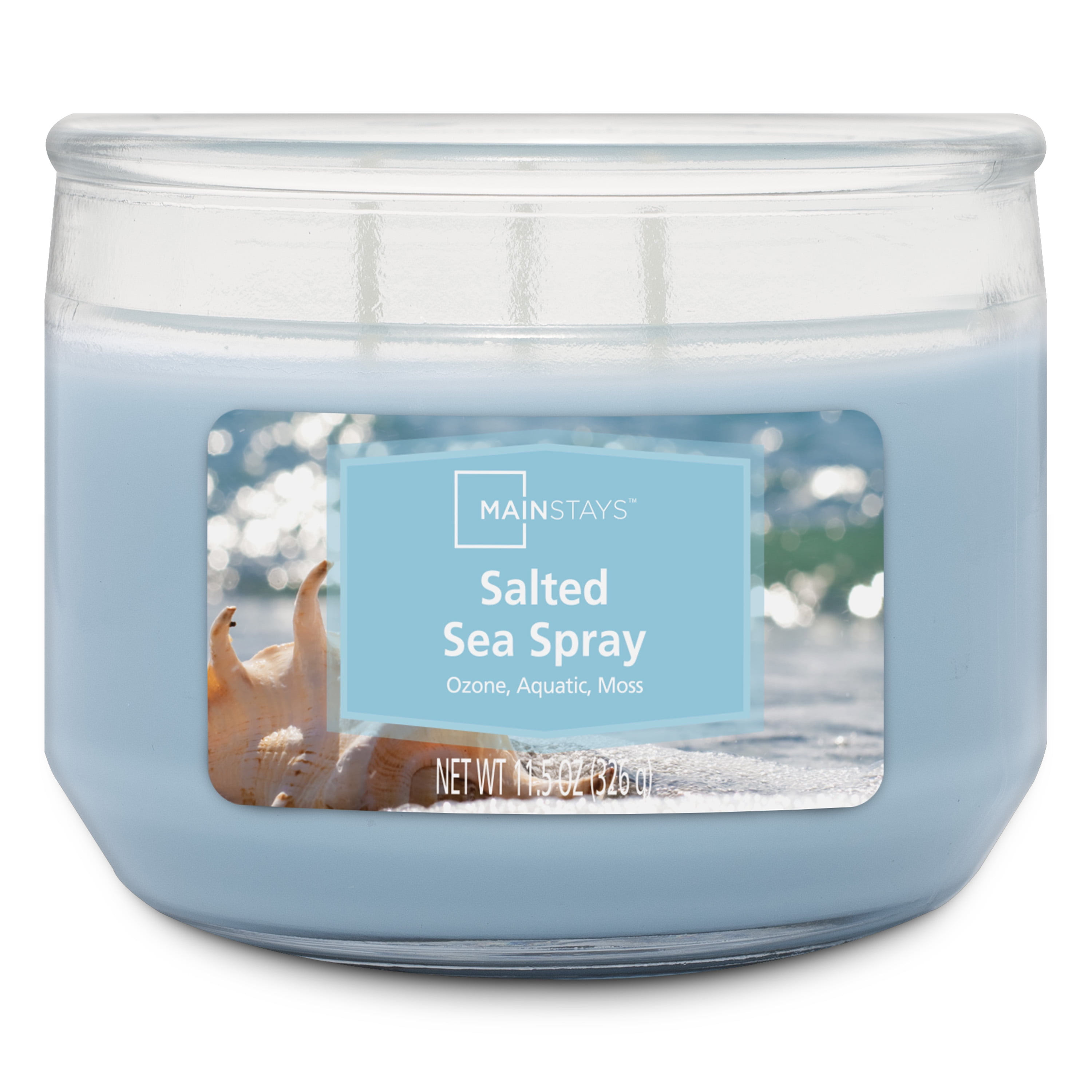(3 pack) Mainstays Salted Sea Spray 3-Wick Scented Glass Jar Candle, 11.5 oz