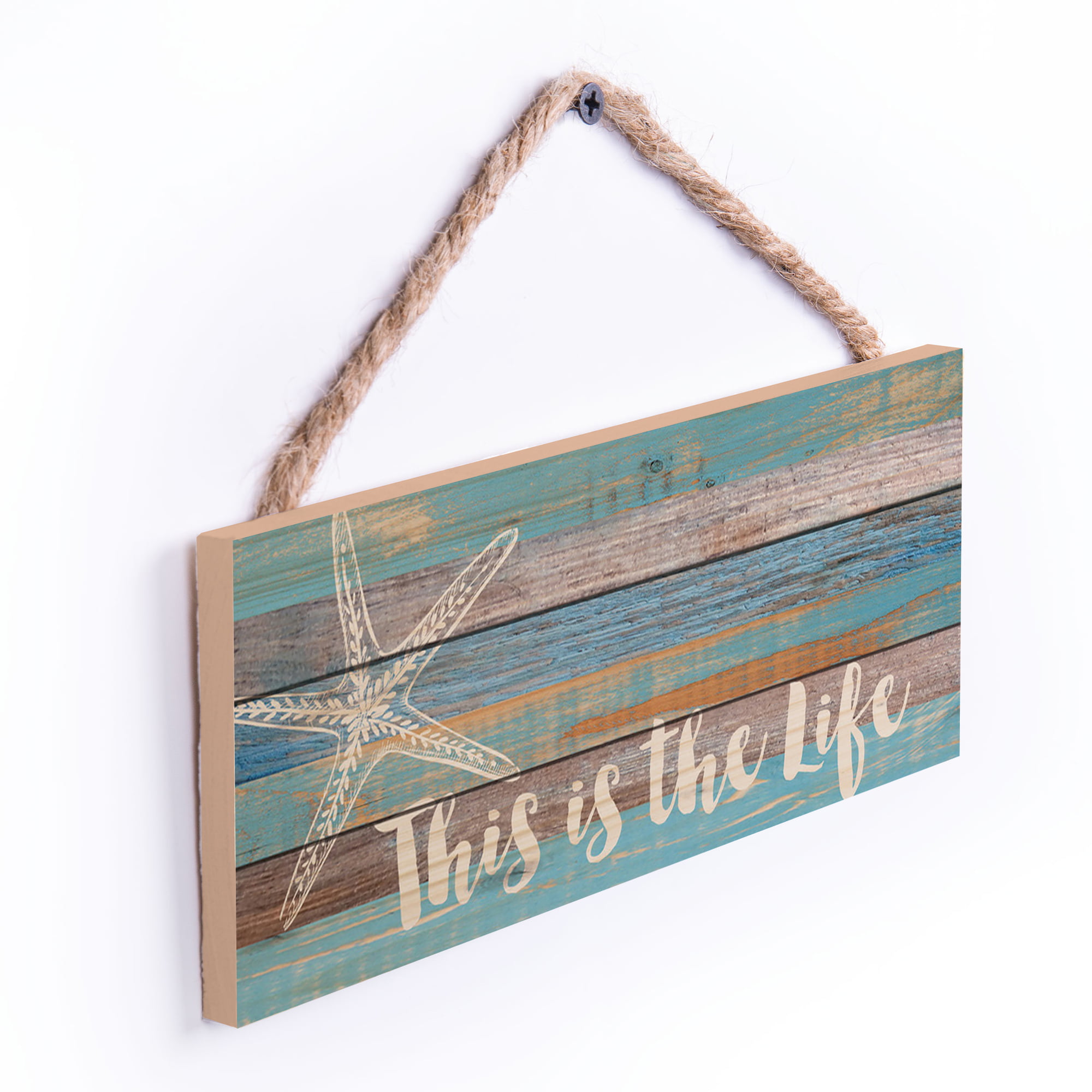 Graham Dunn This is The Life Starfish Blue Distressed 10 x 4.5 Wood Wall Hanging Plaque Sign P