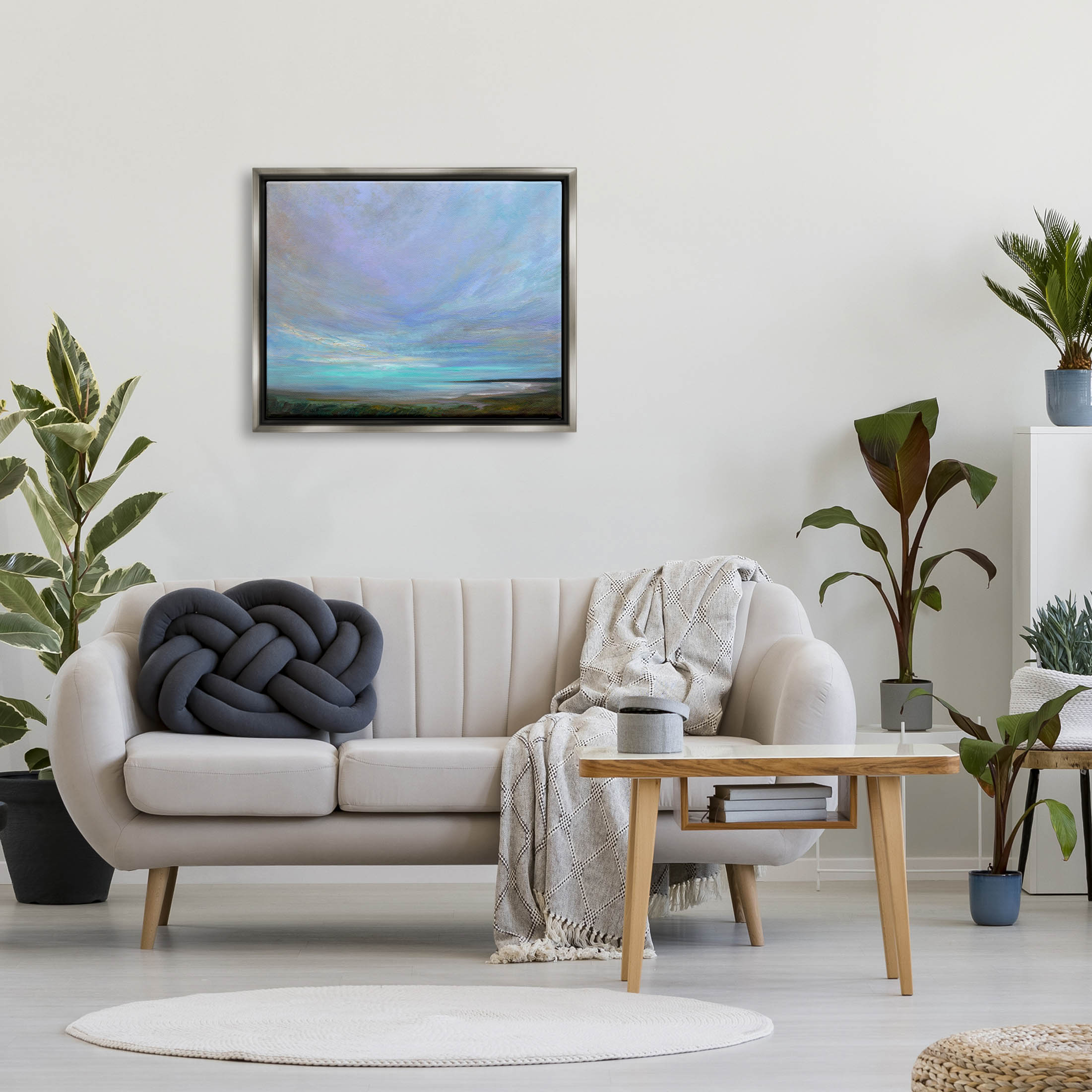 Stupell Industries Vast Panoramic Sky Horizon Painting Luster Gray Floating Framed Canvas Print Wall Art, Design by Sheila Finch