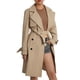 thumbnail image 3 of Gupgi Gabardina de doble botonadura para mujer, abrigo clásico con solapa y cinturón,Khaki, 3 of 9