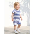 thumbnail image 4 of BemeyourBBs Infant Baby Girl Boy Summer Striped Romper One Piece Outfit Casual Short Sleeve Stripes Print Jumpsuit Shorts Baby Basic Clothes, 4 of 7