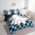 thumbnail image 3 of Manfei Lovely Ghost 7 Pieces Bedding Comforter Set,Halloween Theme Full Bedding Set,Blue Black Checkerboard Fitted Sheet Flat Sheet For Girls Boys,Super Cozy Room Decor Reversible, 3 of 8