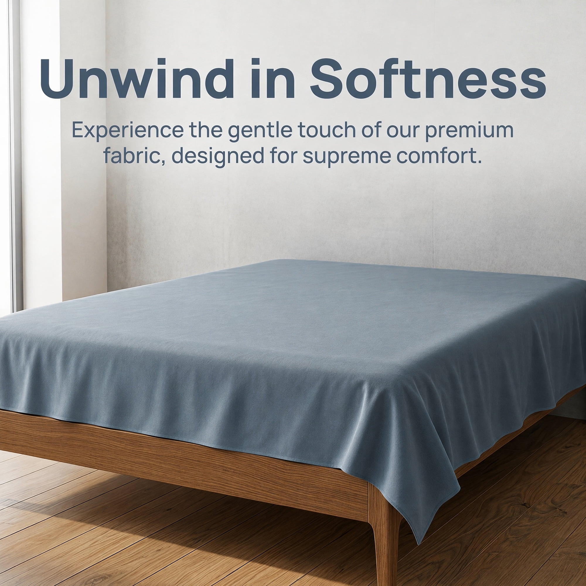 Unique Bargains Cotton Flat Sheet Soft and Cozy Bedding Essential Blue 63"x91"