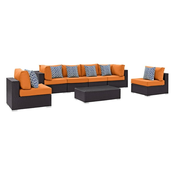 Modway Convene 7 Piece Outdoor Patio Sectional Set Multiple Colors Com 7 Piece Outdoor Patio Sectional Set, Modway Outdoor Furniture