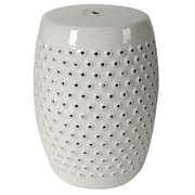 A & B Home 18" Finley Indoor And Outdoor Patterned Stool In White 69631-WHIT