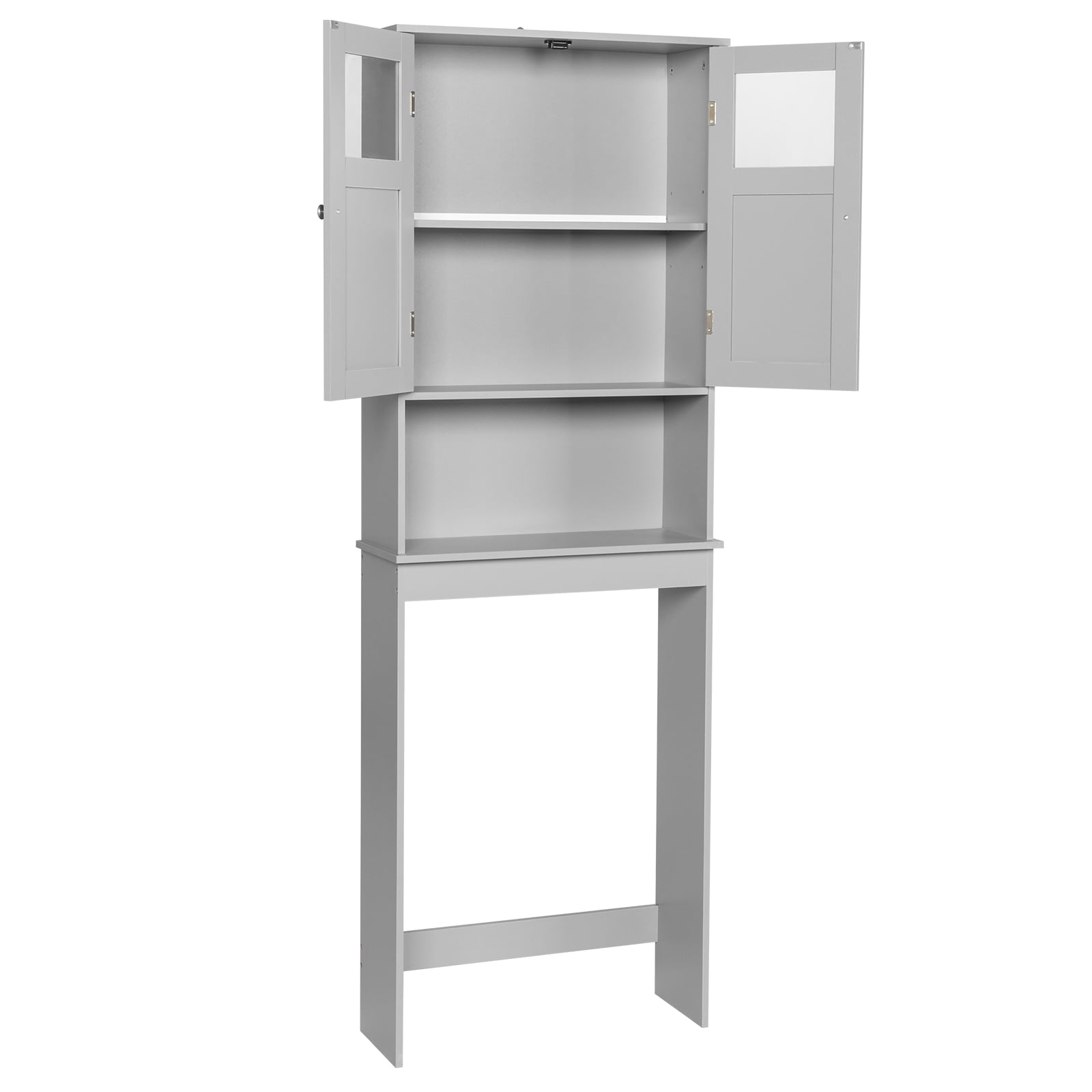 2-Door 3-Tier Toilet Cabinet MDF Melamine-Faced Bathroom Vanity, Grey 23.23*8.66*66.93in