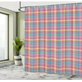 thumbnail image 4 of Ambesonne Abstract Shower Curtain, Colorful Tartan Plaid Art, 69"Wx75"L, Magenta Peach Turquoise, 4 of 4