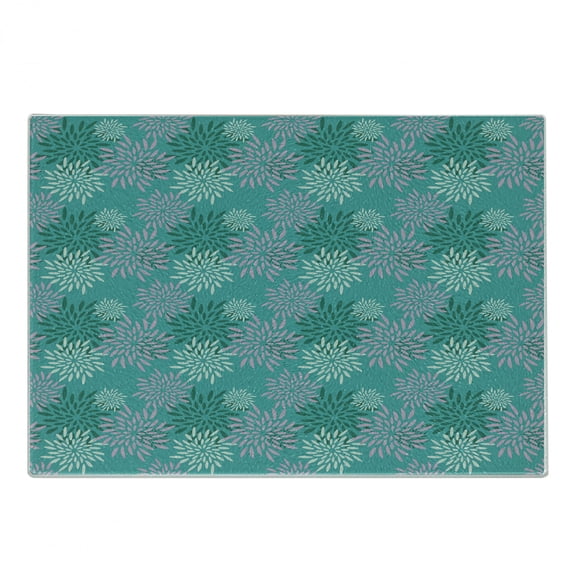 Floral Cutting Board, Abstract Flower Petals in Different Colors Modern Spring Ornament, Decorative Tempered Glass Cutting and Serving Board, in 3 Sizes, by Ambesonne