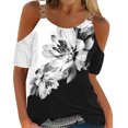 thumbnail image 1 of ICHUANYI Clearance Fashion Woman Causal Round-Neck Printing Blouse Short Sleeve T-Shirt Summer Tops(Black, XXL) ICHUANYI WER2023081108105, 1 of 5