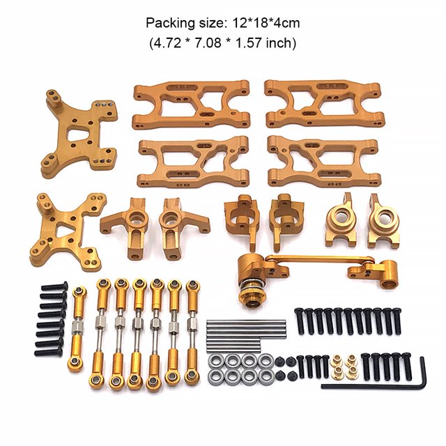Front Rear Swing Arms RC Crawler Upgrade Steering Cups Modified Maintenance Part Kit Replacement for WLtoys 144001 144402 144010 Gold