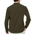 thumbnail image 4 of Men's Cotton Linen Henley Shirts Long Sleeve Button Up Hippie Beach T-Shirt Summer Casual Loose Yoga Tops Plus Size Army Green XXL, 4 of 4