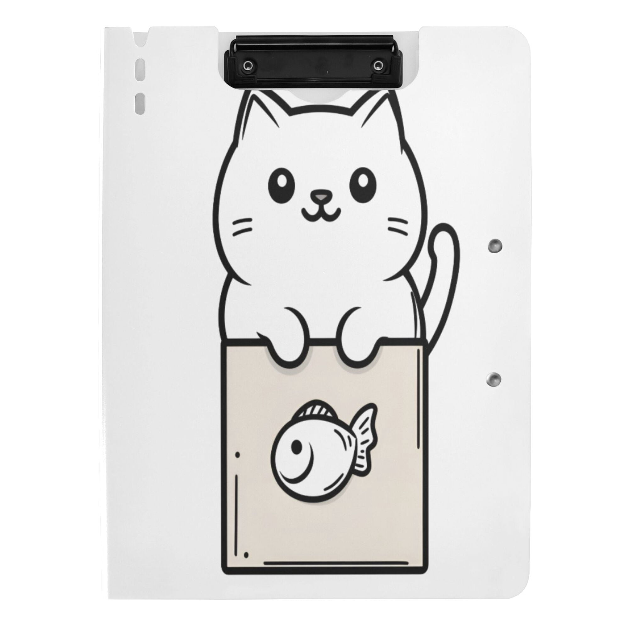 FORMRS A4 Clipboard Folder with Pen Holder Horizontal Foldable School Office Binder, Beige Chubby Cat