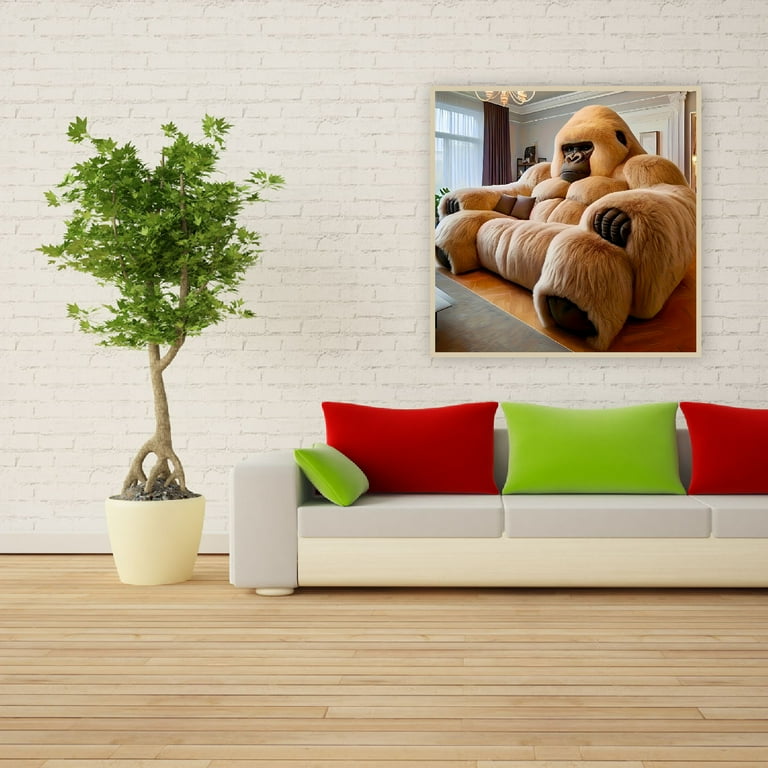 Diamond Art Painting Kits for Adults,Gorilla Sofa 5D Diamond Painting Dots Art Kits for Adults Beginner, DIY Full Round Gem Crystal Art Paint by Diamond, Home Wall Decor 14x 14 in