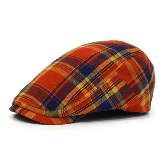SikaFu Spring, Summer And Autumn New Peaked Hats Female British Retro Checkered Shell Hat Men's Leisure Forward Hat Tide