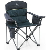 Alpha Joy Oversized Camping Chair Portable Padded Quad Chair Heavy Duty Lawn Chair Steel Frame Arm Chair with Cooler 450LBS Weight Capacity Suitable for Outdoor Camping, Green,Adult