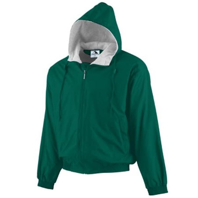 3281A Veste à Capuche en Taffetas pour Jeunes - Doublée en Polaire, Vert Foncé - Large