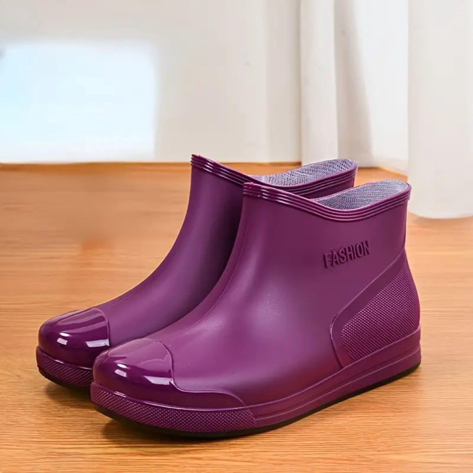 YLYL Women's Fashion Rain Boots Low Cut Short Tube Water Shoes with Non Slip Soles Warm Water Proof Rubber Boots