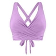 thumbnail image 4 of Gaecuw Womens Swimsuit Tops Bikini Summer Criss Cross Front Swimsuit Tops Solid Color Swimwear Tops Push-Up Padded Bathing Suit Tops V-Neck Resortwear Strappy Purple 2XL, 4 of 5