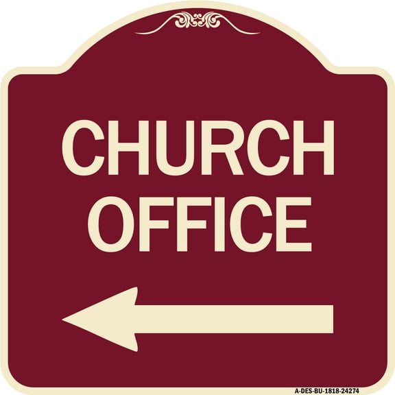 SignMission Designer Series Sign - Church Office | Burgundy 18" X 18" Heavy-Gauge Aluminum Architectural Sign | Protect Your Business & Municipality | Made in the USA