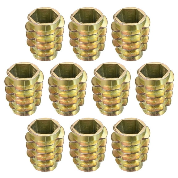 Threaded Insert Nuts Zinc Alloy Hex-Flush M10 Internal Threads 20mm Length 10Pcs