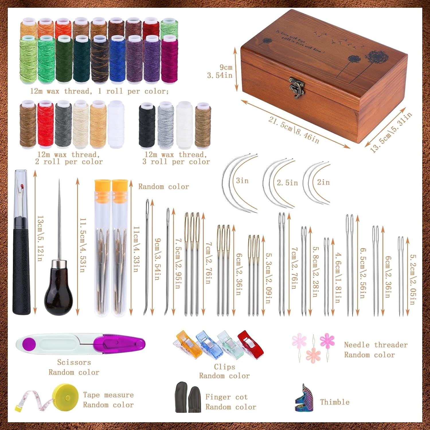 Sewing Kit, Leather Sewing Kit, Upholstery Repair Kit, Leather Sewing Tools with Large-Eye Stitching Needles, Waxed Thread, Leather Stitching Kit for DIY Leather Craft