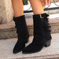 thumbnail image 2 of Mid Calf Boots For Women Chunky Heel Almond Toe Thick Sole Winter Boots Comfortable Versatile Dressy Shoes for Walking Casual Work Daily Wear, 2 of 10