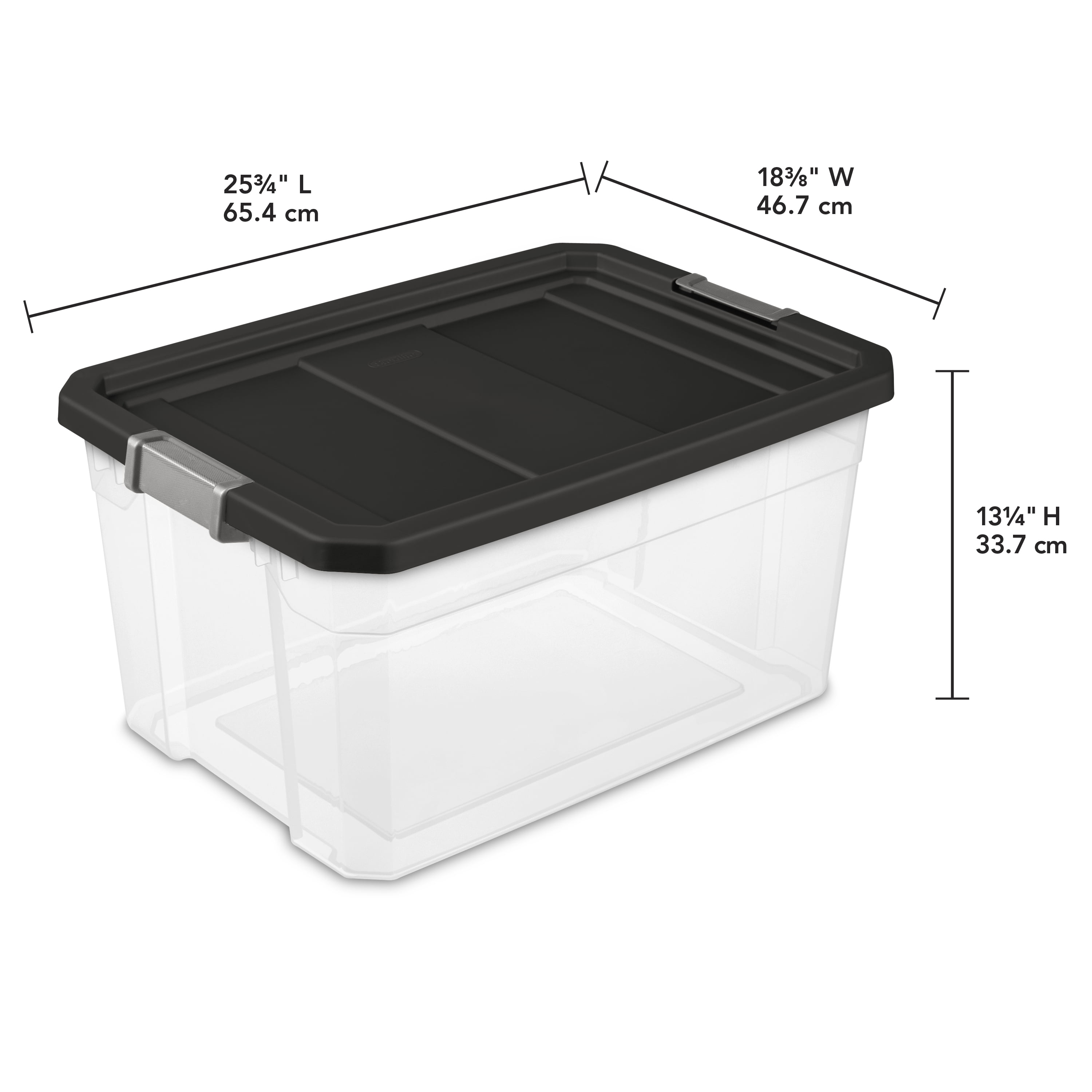 Sterilite 19 Gallon Stacker Plastic Storage Box, Black, 2 Count 