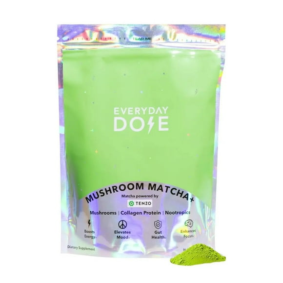 Everyday Dose Mushroom Matcha Plus 210 g Suplemento en Polvo con Matcha Japonés, Hongos Funcionales y Colágeno