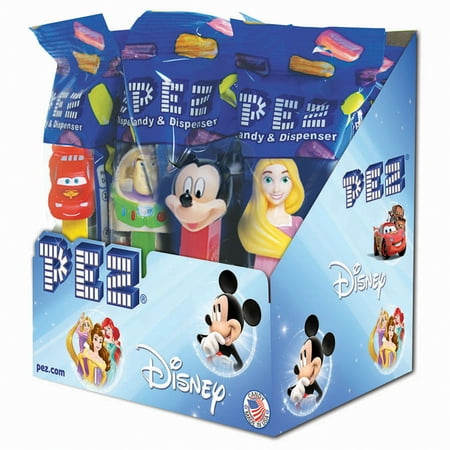 PEZ Candy Best of Disney/PIXAR Assortment, candy dispenser plus 2 rolls of assorted fruit candy, box of