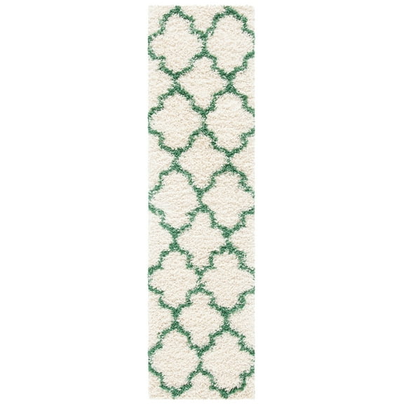 SAFAVIEH Venus Shag Waverly Trellis Runner Rug, Ivory/Green, 2'2" x 8'