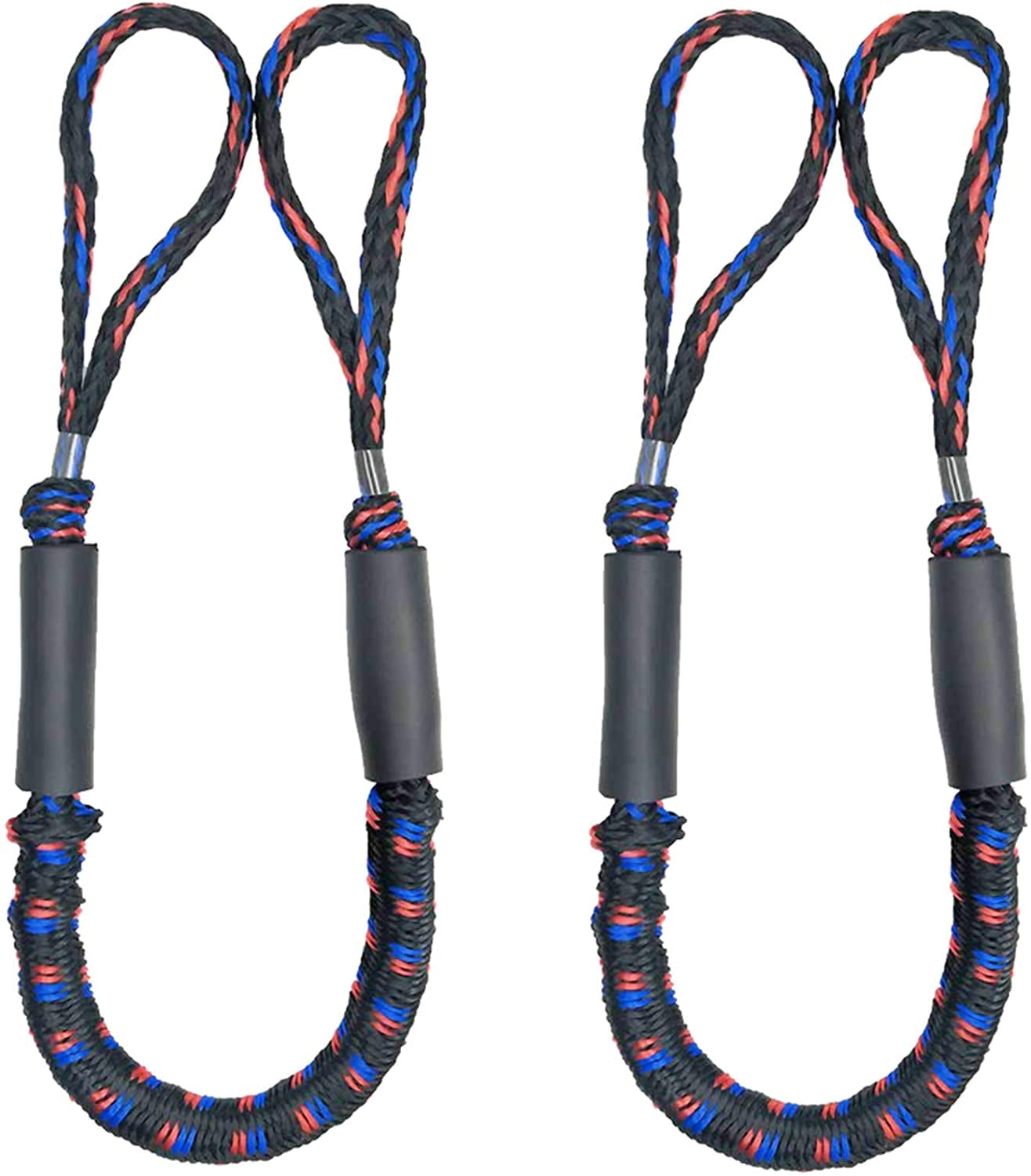Pontoon SeaDoo 4ft -5.5ft -2 Pack Kayak Yamaha WaveRunner Bungee Dock Lines Shock Bungee Docking Rope Stretchable Mooring Rope with Clip Perfect for Jet Ski 
