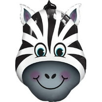 XL 32" Zany Zebra Head Mylar Foil Balloon - Zoo Animal Party Decoration - Cute Safari Theme Decor