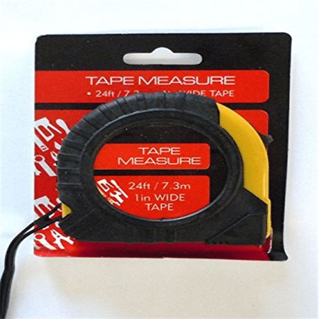 Tape Measure 24ft with Black Easy Grip Strap, Belt Clip, and Slide Lock