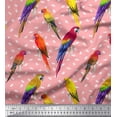 thumbnail image 2 of Soimoi Pink Cotton Duck Fabric Macaw Parrot Bird Printed Fabric 1 Yard 58 Inch Wide, 2 of 3