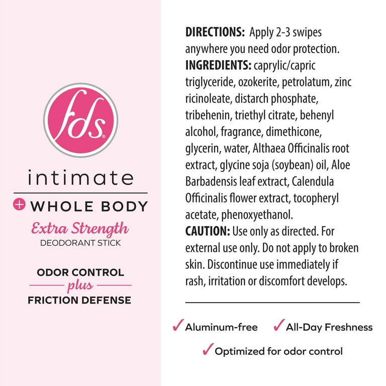 FDS Intimate + Whole Body Extra Strength Deodorant Stick  Non-Irritating  Formula - 2.5 oz - Walmart.com