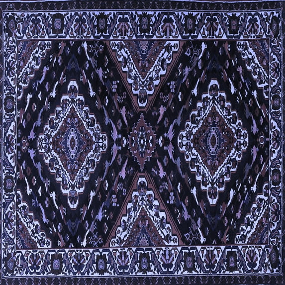 Ahgly Company Machine Washable Indoor Square Persian Blue Traditional Area Rugs, 4' Square