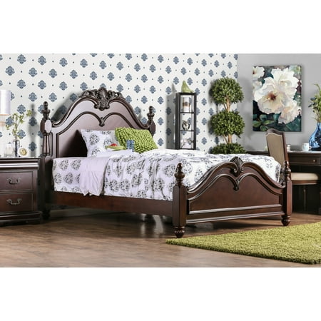 - Furniture of America Bastillina Traditional Natural Cherry Four Post Bed by FOA