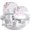 thumbnail image 1 of Veweet Series Annie Juegos De Vajilla De Porcelana Para 6 Platos Blancos Con Flores Rosas Juegos De Cena De 30 Piezas Que Incluyen Platos Llanos Platos De Postre Juego De Platos Hondos Tazas Y Platill, 1 of 5