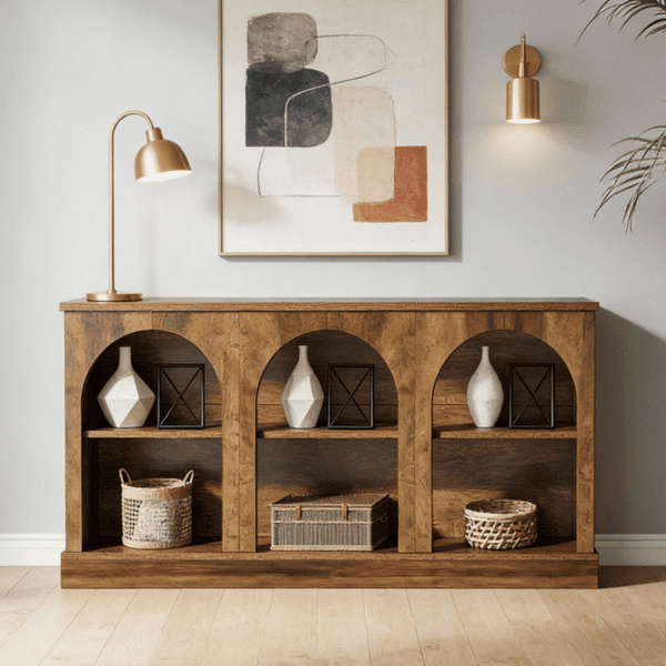 Long Console Table with 1.18" Thick MDF Top Waterproof Scratch Resistant Entryway Table for Foyer Hallway Living Room