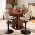 thumbnail image 6 of Hawsaiy Swivel Bar Stools Set of 4, Adjustable Height Faux Leather Bar Stools with Back, Double-Layer Upholstered Counter Height Bar Chairs for Kitchen Island, Khaki, 6 of 10