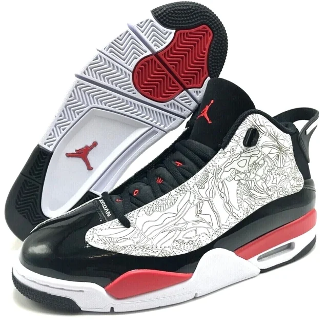 New N I-K-E A i r-Jor-dan Dub Zero White/Black/Red Sneakers 311046162 Men's Multi Size
