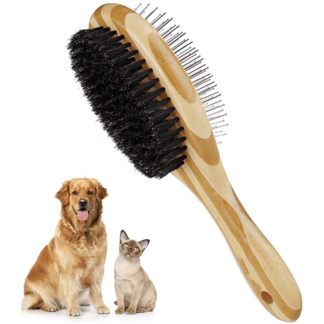 Cepillo de Aseo para Mascotas de Doble Cara, Cepillo 2 en 1 para Perros y Gatos para Peinar y Masajear, Herramientas de Aseo para Perros y Gatos para Perros y Gatos de Pelo Corto y Largo JM