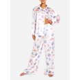 thumbnail image 1 of Conjunto de pijama de satén de seda para mujer 2024, elegante top de manga larga con estampado navideño y pantalones, ropa de dormir para estar en casa, 1 of 1