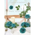 thumbnail image 4 of Flores artificiales N&T NIETING, 25 unidades, rosas de espuma, color verde pavo real, 4 of 9