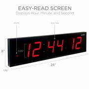 IVATION 24-Inch Digital Indoor Clock with LED Display & Mounting Hardware