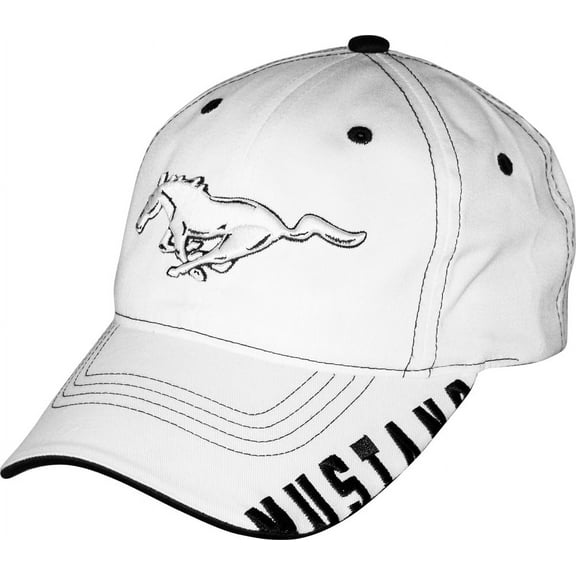 Ford Mustang White and Black Unstructured Cotton Hat - Adult