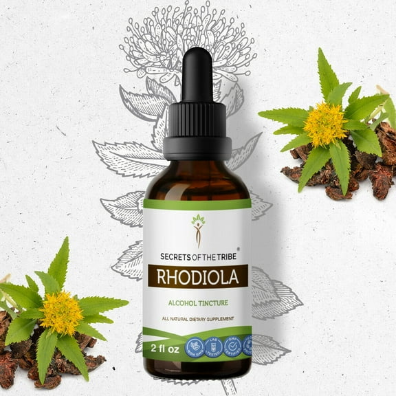 Rhodiola Tincture Alcohol Extract, Organic Rhodiola (Rhodiola Rosea) Dried Root 2 oz