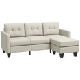 thumbnail image 1 of HOMCOM 3 Seater Sectional Sofa, Sectional Couch with Ottoman, Beige, 1 of 10